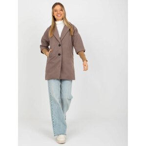 Hnědý kabát s úzkými rukávy TW-PL-BI-2021799.51-brown Velikost: XL