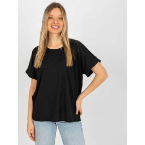 ČERNÉ ŽEBROVANÉ VOLNÉ TRIKO LK-BZ-509252.25X-BLACK Velikost: ONE SIZE