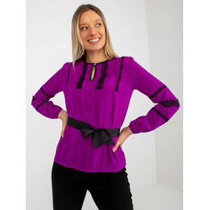 FIALOVÁ HALENKA S KRAJKOU A PÁSKEM LK-BZ-506122.35X-VIOLET Velikost: 36