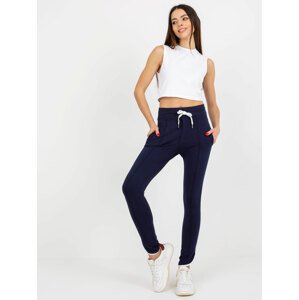 TMAVĚ MODRÉ TEPLÁKY S PRUHY NA BOCÍCH LO-DR-LK-239.14-NAVY Velikost: XL