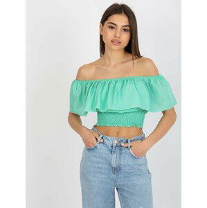 MINTOVÝ CROP TOP S VOLÁNEM LK-TP-508609.37-MINT Velikost: 40