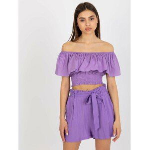 FIALOVÝ CROP TOP S VOLÁNEM LK-TP-508609.37-VIOLET Velikost: 36