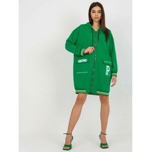 ZELENÁ OVERSIZE MIKINA S KAPSAMI RV-BL-8149.91P-GREEN Velikost: L/XL