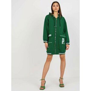 TMAVĚ ZELENÁ OVERSIZE MIKINA S KAPSAMI RV-BL-8149.91P-DARK GREEN Velikost: L/XL