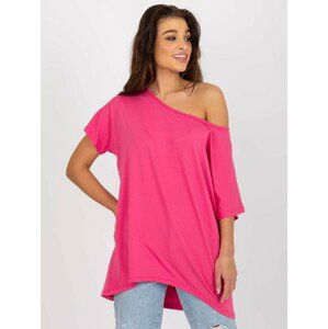 TMAVĚ RŮŽOVÉ ASYMETRICKÉ TRIČKO -FA-BZ-8321.78-DARK PINK Velikost: ONE SIZE