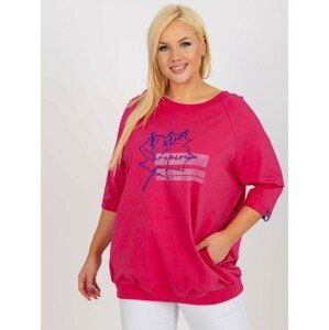 TMAVĚ RŮŽOVÉ TRIČKO S POTISKEM A KAPSAMI RV-BZ-8532.22P-DARK PINK Velikost: ONE SIZE