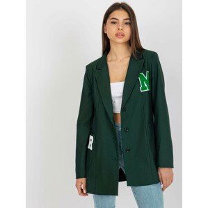 TMAVĚ ZELENÉ SAKO S NÁŠIVKAMI LK-MA-509286-3.01P-DARK GREEN Velikost: ONE SIZE