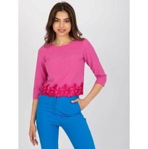 TMAVĚ RŮŽOVÁ ELEGANTNÍ KRÁTKÁ HALENKA S 3/4 RUKÁVEM LK-BZ-505970.33P-DARK PINK Velikost: 42