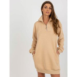 BÉŽOVÉ OVERSIZE MIKINOVÉ ŠATY EM-BL-773.16P-BEIGE Velikost: ONE SIZE