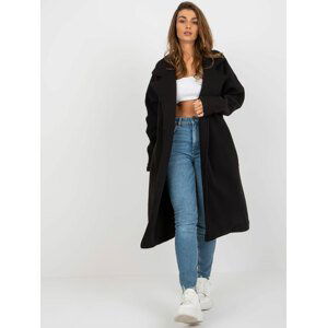 ČERNÝ MIKINOVÝ OVERSIZE KABÁT EM-NA-790.43P-BLACK Velikost: ONE SIZE