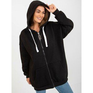 ČERNÁ DELŠÍ OVERSIZE MIKINA NA ZIP S KAPUCÍ EM-BL-751.70-BLACK Velikost: ONE SIZE