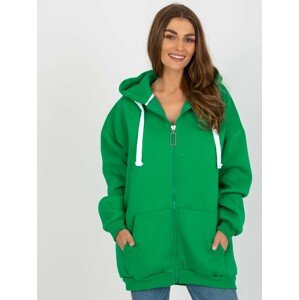 ZELENÁ DELŠÍ OVERSIZE MIKINA NA ZIP S KAPUCÍ EM-BL-751.70-GREEN Velikost: ONE SIZE