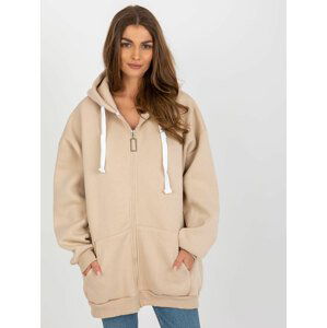 BÉŽOVÁ DELŠÍ OVERSIZE MIKINA NA ZIP S KAPUCÍ EM-BL-751.15X-BEIGE Velikost: ONE SIZE