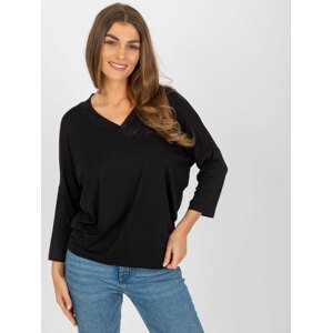 ČERNÁ JEDNOBAREVNÁ HALENKA S 3/4 RUKÁVEM RV-BZ-8630.94-BLACK Velikost: ONE SIZE