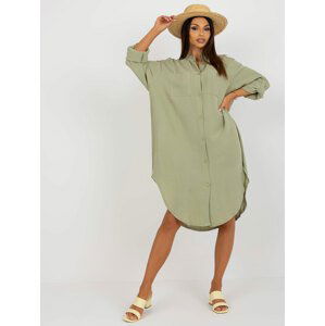 KHAKI KOŠILOVÉ MIDI ŠATY TW-SK-BE-199D.85P-LIGHT GREEN Velikost: S/M