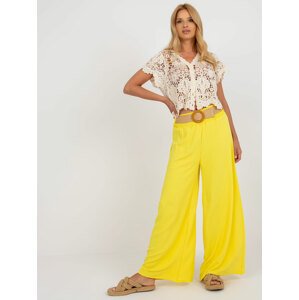 ŽLUTÉ ŠIROKÉ KALHOTY S PÁSKEM DHJ-SP-8387.57-YELLOW Velikost: ONE SIZE