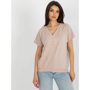 BÉŽOVÉ TRIKO S VÝSTŘIHEM RV-BZ-8827.95-BEIGE Velikost: S/M