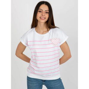 BÍLO-RŮŽOVÉ PRUHOVANÉ TRIKO SE SRDÍČKEM RV-BZ-8733.29-WHITE-PINK Velikost: ONE SIZE