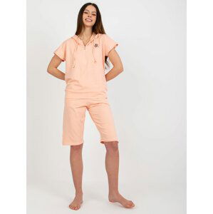 DÁMSKÉ BAVLNĚNÉ KRAŤASOVÉ PYŽAMO - PEACH -BR-PI-9186-BROSKEV Velikost: XL