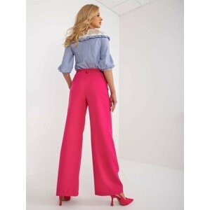 Tmavě růžové elegantní široké kalhoty DHJ-SP-15679-1.30X-dark pink Velikost: XL
