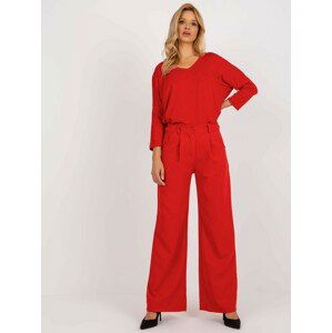 ČERVENÉ ELEGANTNÍ ŠIROKÉ KALHOTY DHJ-SP-15679-1.35X-RED Velikost: XL