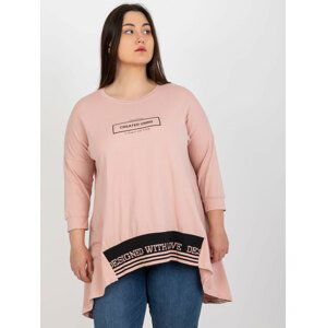 SVĚTLE RŮŽOVÁ ASYMETRICKÁ TUNIKA S POTISKEM RV-TU-7779.69-LIGHT PINK Velikost: ONE SIZE