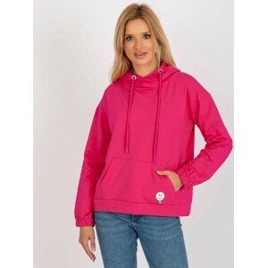 TMAVĚ RŮŽOVÁ MIKINA S KAPUCÍ A KLOKANÍ KAPSOU RV-BL-8655.00P-DARK PINK Velikost: S/M