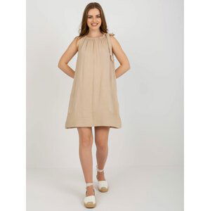 BÉŽOVÉ VOLNÉ MINIŠATY BEZ RUKÁVŮ TW-SK-BI-89923.29-BEIGE Velikost: M