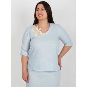 SVĚTLE MODRÁ HALENKA S KVĚTINOU LK-BZ-506692.32-LIGHT BLUE Velikost: 44