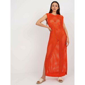 ORANŽOVÉ HÁČKOVANÉ MAXI ŠATY -BA-SK-9001.60P-ORANGE Velikost: ONE SIZE