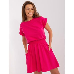 TMAVĚ RŮŽOVÉ BAVLNĚNÉ ŠATY WN-SK-657.20-DARK PINK Velikost: S