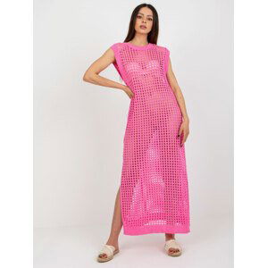 RŮŽOVÉ HÁČKOVANÉ MAXI ŠATY -BA-SK-9001.60P-PINK Velikost: ONE SIZE