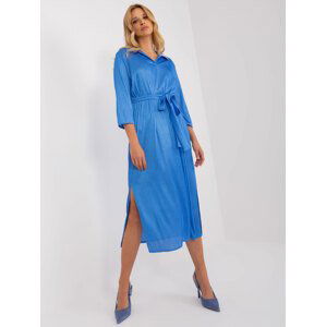 MODRÉ MIDI ŠATY S PÁSKEM LK-SK-509348.04-BLUE Velikost: M