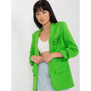 SVĚTLE ZELENÉ ELEGANTNÍ SAKO S KVĚTINOU DHJ-MA-7173.12-LIGHT GREEN Velikost: 2XL