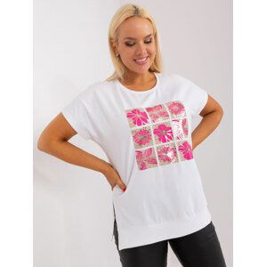 BÍLÉ TRIKO S RŮŽOVÝM POTISKEM RV-BZ-8859.99-WHITE-PINK Velikost: L/XL