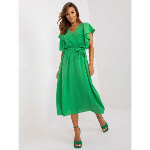 ZELENÉ VOLNÉ OVERSIZE MIDI ŠATY S PÁSKEM DHJ-SK-5691.58-GREEN Velikost: ONE SIZE