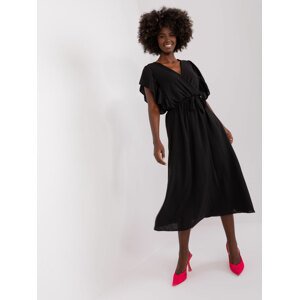 ČERNÉ VOLNÉ OVERSIZE MIDI ŠATY S PÁSKEM DHJ-SK-5691.58-BLACK Velikost: ONE SIZE