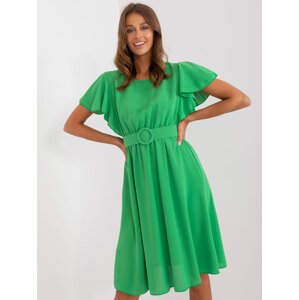 ZELENÉ ELEGANTNÍ MINI ŠATY S PÁSKEM DHJ-SK-5648.07-GREEN Velikost: ONE SIZE