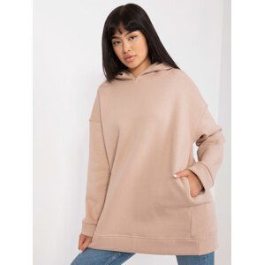 TMAVĚ BÉŽOVÁ MIKINA S KAPUCÍ -RV-BL-8042.00P-DARK BEIGE Velikost: M