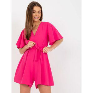 TMAVĚ RŮŽOVÝ KRÁTKÝ ELEGANTNÍ OVERAL -CHA-KO-0486-1.03X-FUCHSIA Velikost: S/M