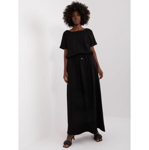 ČERNÉ MAXI ŠATY S VÁZÁNÍM V PASE RV-SK-7851.84-BLACK Velikost: ONE SIZE