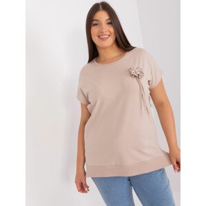 BÉŽOVÉ TRIKO S OZDOBOU KVĚTINY RV-BZ-8897.58P-BEIGE Velikost: ONE SIZE