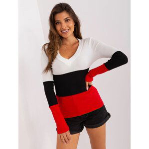 ŽEBROVANÉ TRIČKO - BÍLÁ, ČERNÁ, ČERVENÁ RV-BZ-8431-1.14P-BLACK-RED Velikost: ONE SIZE