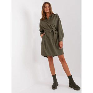 KHAKI KOŠILOVÉ ŠATY ZULUNA S PÁSKEM -CHA-SK-9010.70-KHAKI Velikost: S/M