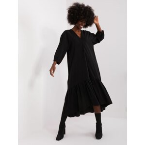 ČERNÉ OVERSIZE ŠATY S VOLÁNEM CHA-SK-9012.02P-BLACK Velikost: S/M