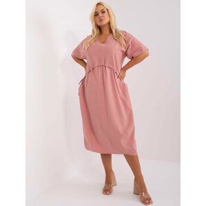 RŮŽOVÉ MIDI ŠATY ZULUNA CHA-SK-9013.13X-DARK PINK Velikost: 2XL/3XL