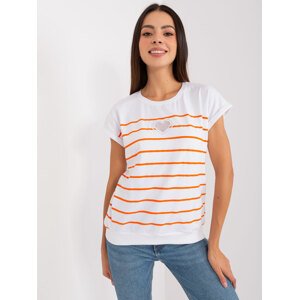 BÍLO-ORANŽOVÉ PRUHOVANÉ TRIKO RV-BZ-8793.60-ORANGE Velikost: S/M