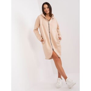 BÉŽOVÁ DLOUHÁ MIKINA NA ZIP RV-BL-4858-1.99P-BEIGE Velikost: S/M