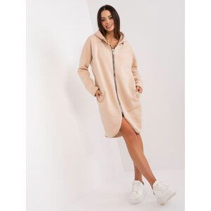 BÉŽOVÁ DLOUHÁ MIKINA NA ZIP RV-BL-4858-1.99P-BEIGE Velikost: L/XL