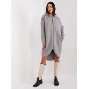 SVĚTLE ŠEDÁ DLOUHÁ MIKINA NA ZIP RV-BL-4858-1.99P-LIGHT GREY Velikost: S/M